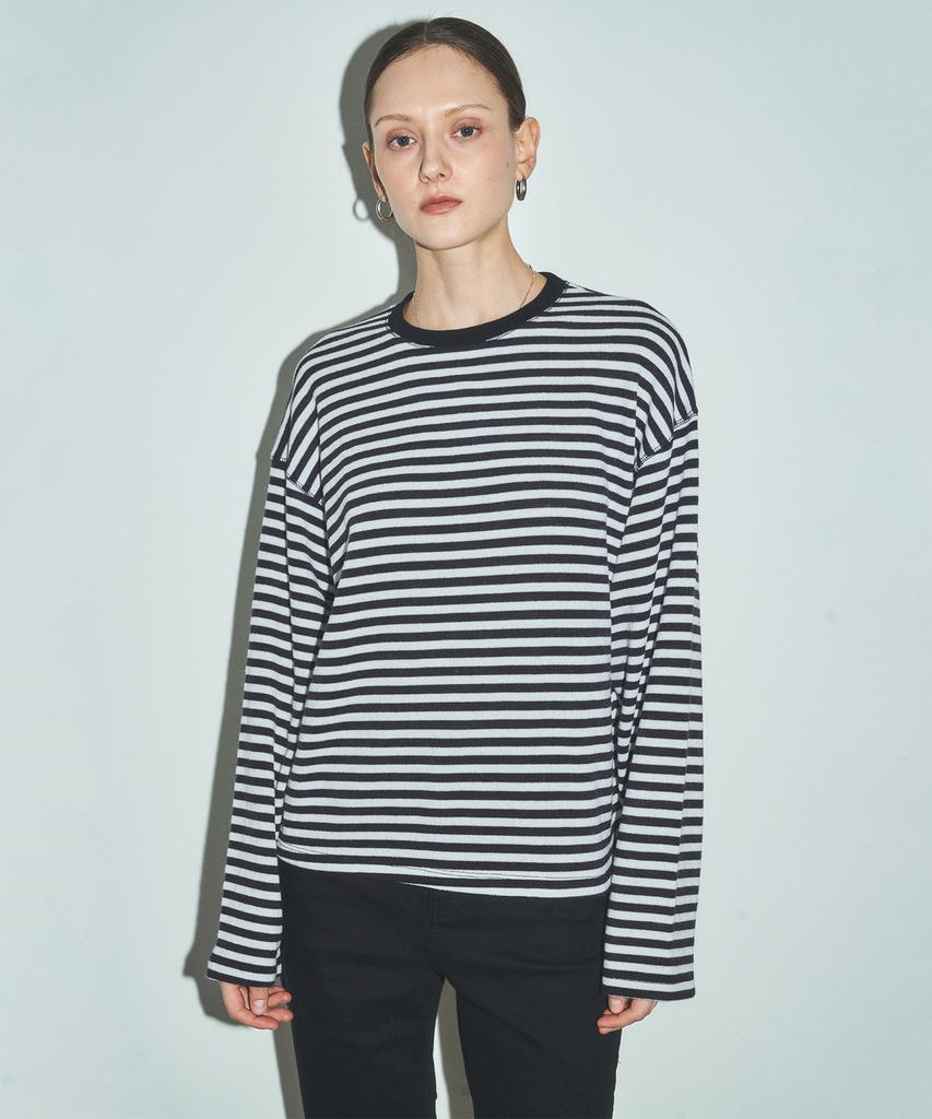 CITTA S/S Мягкая хлопковая полосатая футболка_Ctt348 (белый)