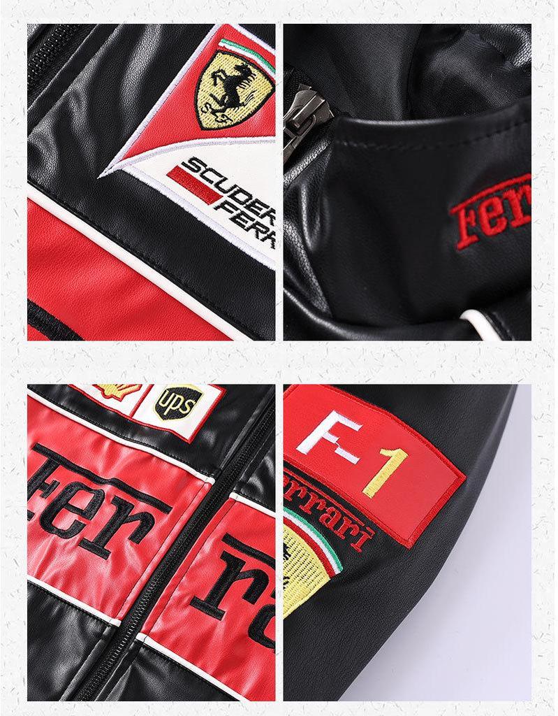 Мотоциклетная куртка из ПУ-кожи с флисовой подкладкой и американской вышивкой