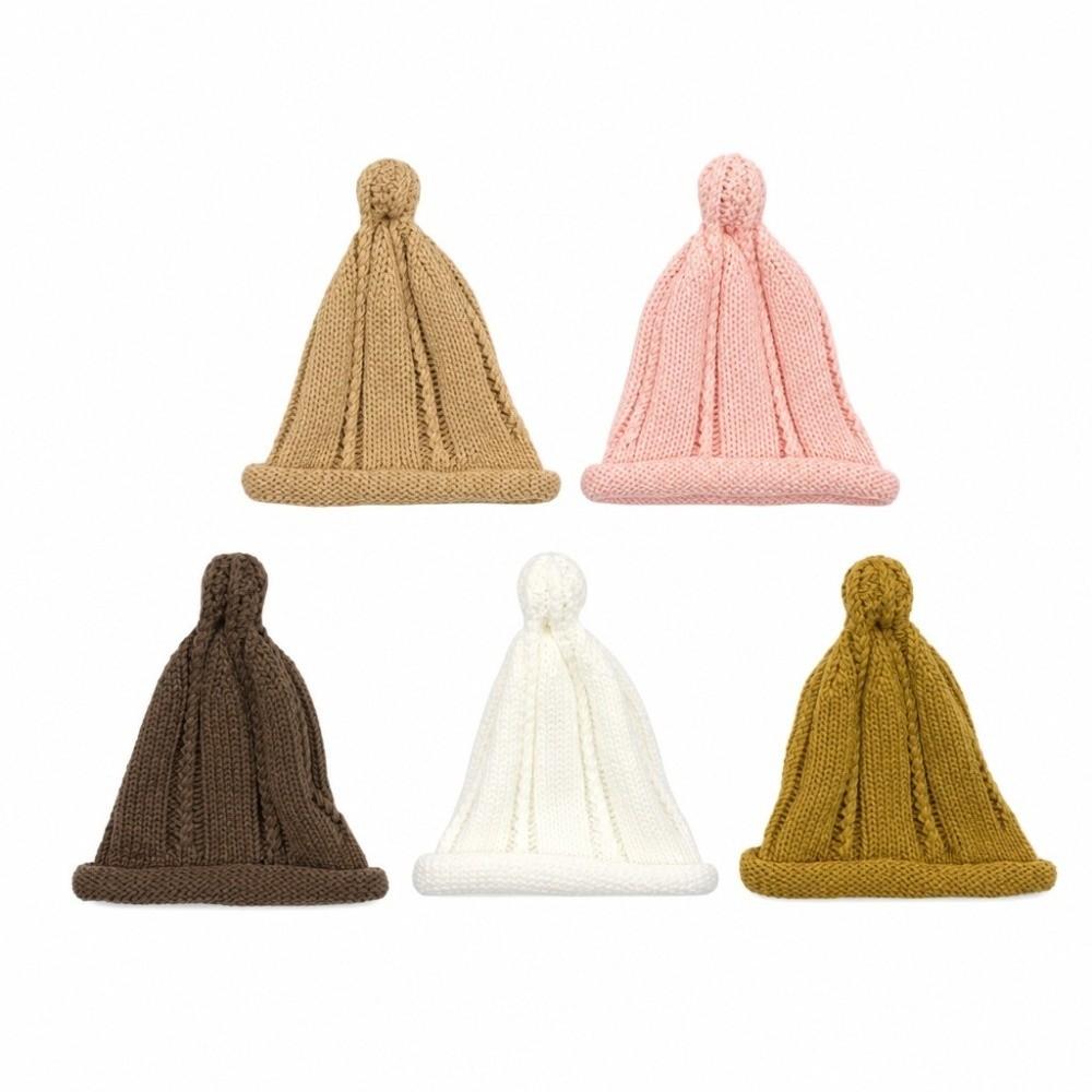 Solid Color Baby Winter Cap Princess Style Kids Pullover Hats Soft Warm Knitted Hat Winter
