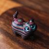 Mini Cat Desktop Figurine Sandalwood Animal Sculpture Office Figurine Wooden Carved Figurine  Car