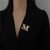 Letter M High-End Brooch Coat Suit Fashion Accessories Temperament Rhinestone Versatile Pin Corsage Woman