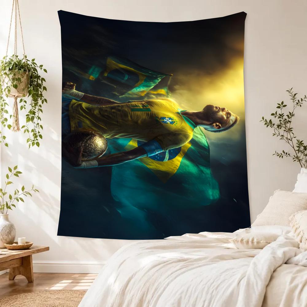 Brazilian Football Legend Boho Wall Tapestry Cozy Warm Perfect For Reading Corner Balcony Living Room Yearround Hand Painted Style Gift For Birthday