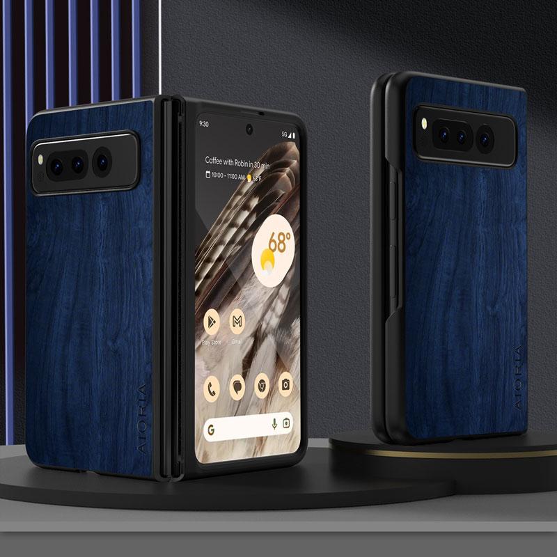 Case for Google Pixel Fold 5G Funda Bamboo Wood Pattern Leather Back Cover for Google Pixel Fold 5g Phone Case Capa