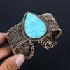 Blue Turquoise Gemstone Pure Copper Wire Wrapped Handmade Cuff/ Bangle Jewelry Adjustable