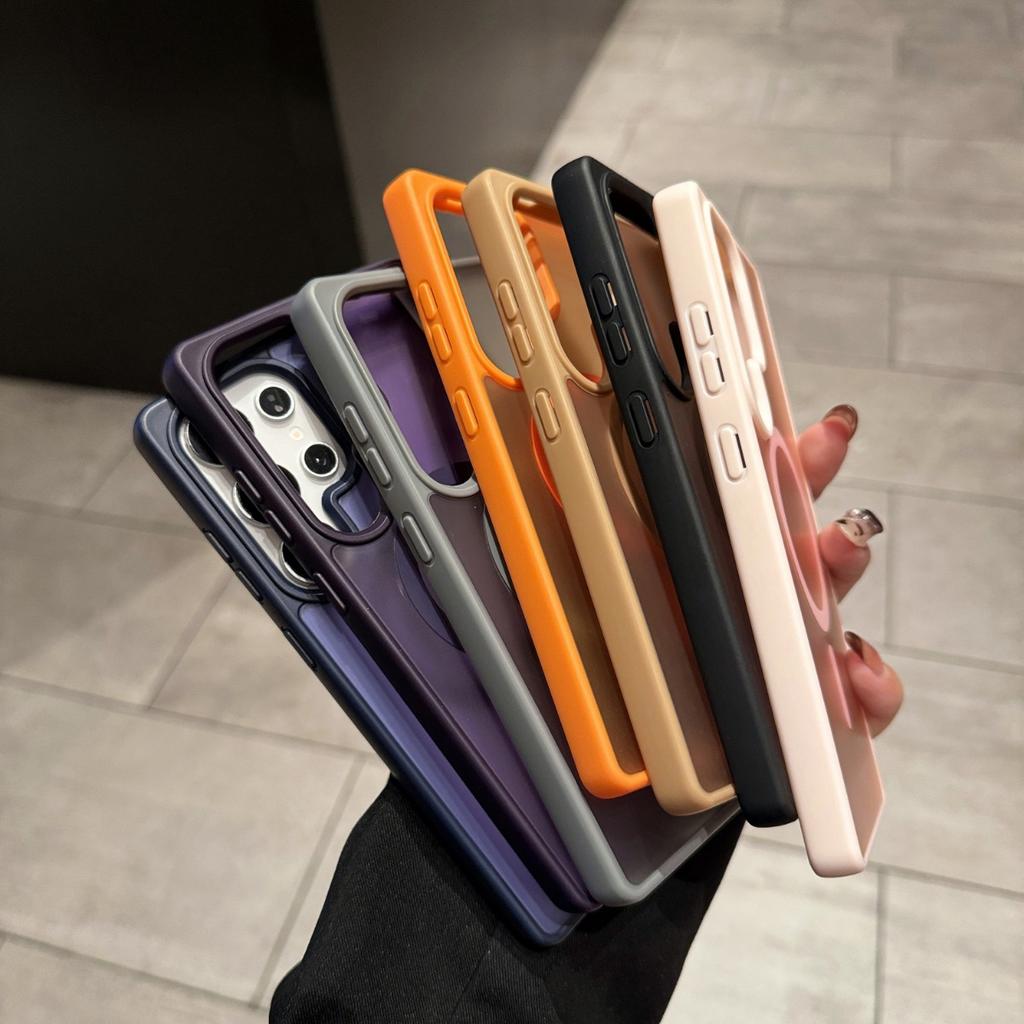 Матовый Полупрозрачный Магнитный Чехол для Телефона Magsafe для Samsung S26 Ultra S25 Edge S24 FE S23 S22 Plus Защитная Крышка для Беспроводной Зарядки