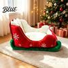 Soft Cotton Cat Bed Christmas Sleigh Shaped Pet Bed, Cozy Holiday Dog Sofa Anti‑Slip Base Washable Puppy Cushion, Sleeping for Small Medium