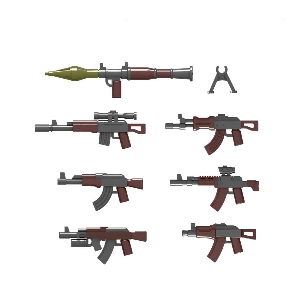 MOC WW2 Military War Weapon Soldier Accessories Building Blocks Roadblock Motorcycle Weapon Case Container Weapon Bag Brick Toy