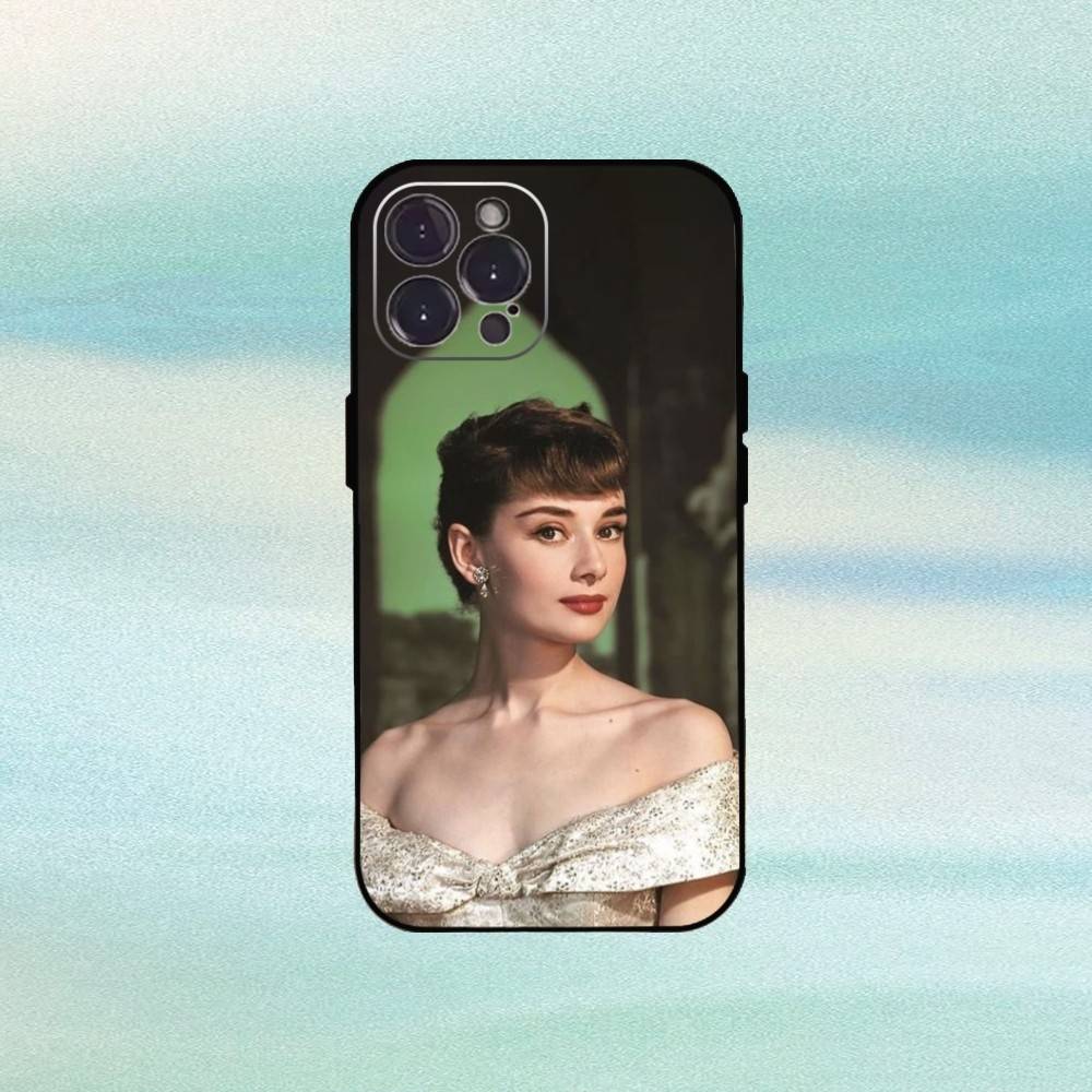 Чехол для телефона Audrey Hepburn 'Forever-A-Audrey' для iPhone 16 15 14 13 12 11 Pro Max Plus, 5G Мягкий черный чехол