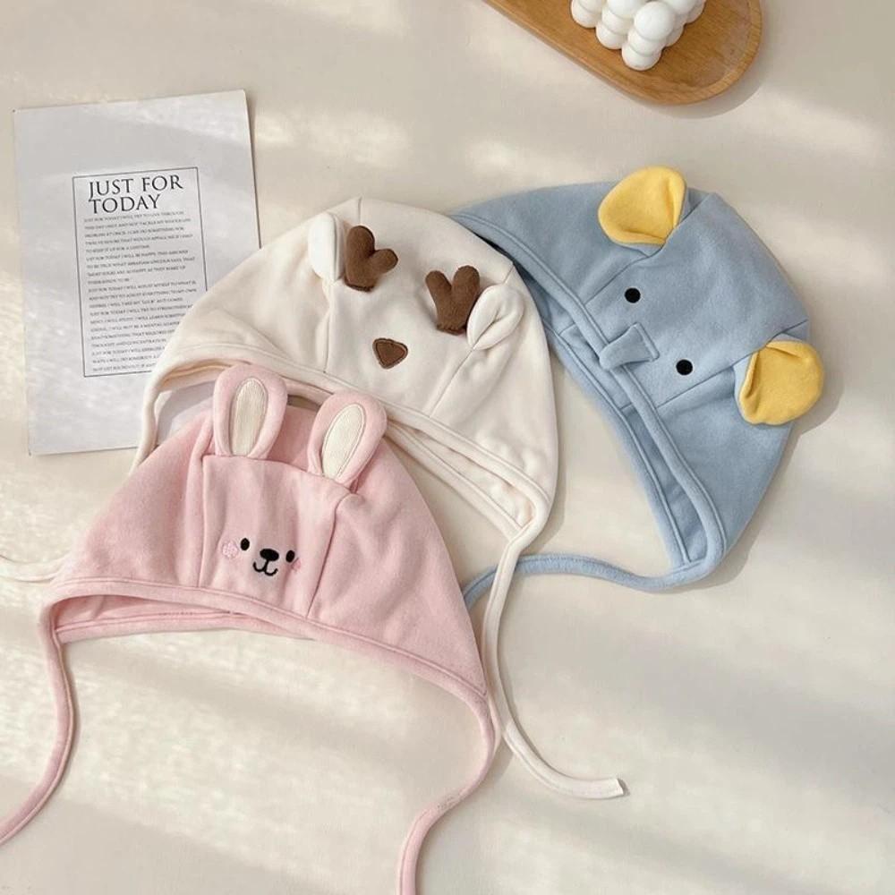 Cartoon Animals Kid Ear Protection Hat Soft Baby Winter Plush Hats For 8-18 Months