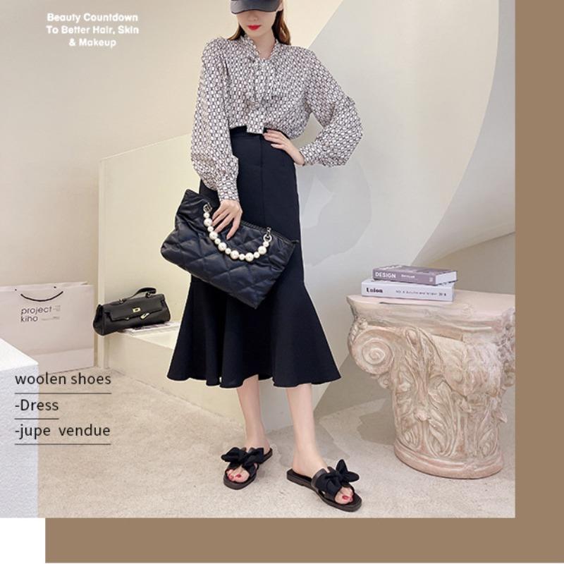 Однотонная женская обувь с бантом, летние корейские модные нескользящие тапочки, верхняя одежда, пляжные тапочки