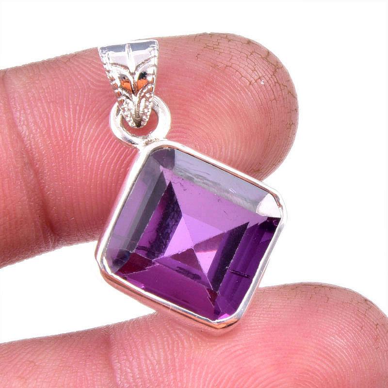 Natural Alexandrite Gemstone 925 Solid Sterling Silver Gift Pendant 1.25" D4M75