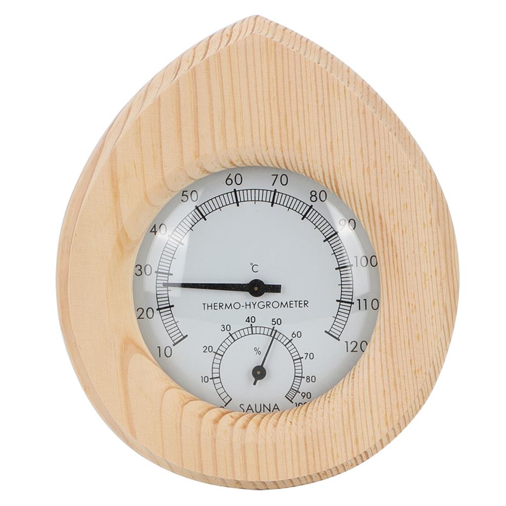 Drop Shaped 2 In-1 Wood Thermo Hygrometer Thermometer Hygrometer Steam Room Sauna Room Accessories