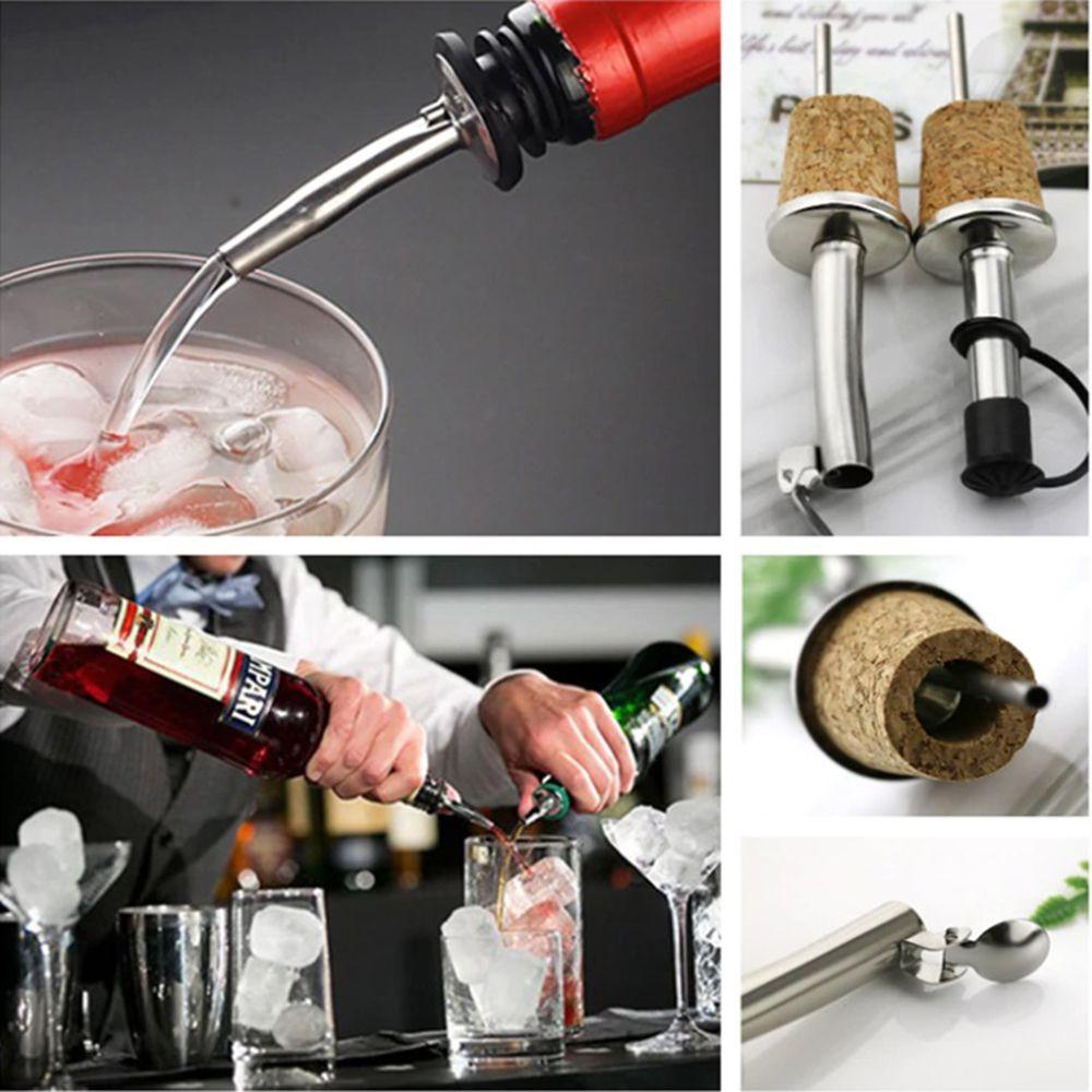 1/3PCS Metal Barware With Cover Bottle Stopper Wine Pourer Wooden Cork Oil Dispenser