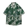 Unifiss Aloha Shirt with Leaf and Palm Short Loose Cool Summer and Men's Print, Sleeves, Fit, Outings, Dates, Green, 5S-U13-GRL