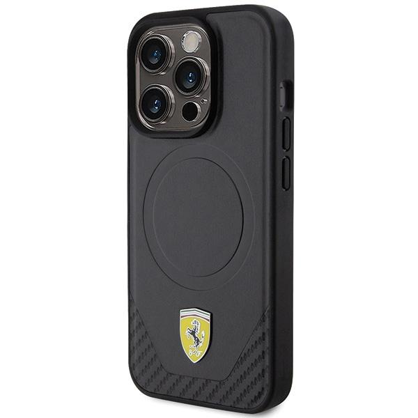 Ferrari Fehmp15Lptek Iphone 15 Pro 6.1 Czarny/Black Hardcase Carbon Metal Logo Magsafe