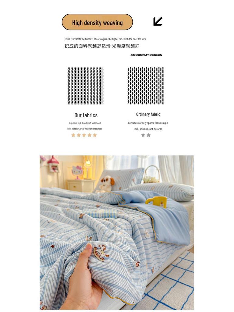 Washable Cotton Double Gauze Cartoon Summer Quilt for Mother and Baby - Soft, Fresh, and Thin Air Conditioning Blanket