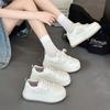 Leather Mesh White Shoes Women's Shoes 2025 Spring and Summer New Breathable Versatile Thick-soled Thin Casual Sports Sneakers