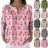 Women's Fashion Long Sleeve Christmas Snowflake Print Top Elegant Casual Top