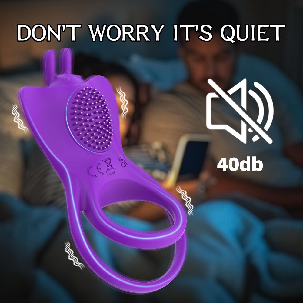 APP Vibration Butterfly Ring Men Penis Ring Wireless Control Cellicle Massage Penis Stimulation Dick Ring Sex Toys Semen Lock Ring Red/Fiolet