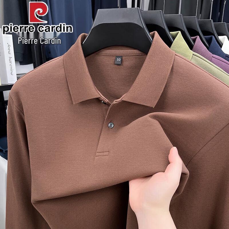 Pierre Cardin Мужская весенняя рубашка-поло из 100% хлопка с длинным рукавом