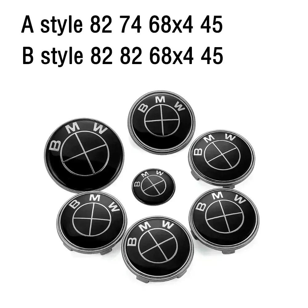 7Pcs front and rear car logos hub center cover steering wheel sticker For BMW F48 E60 G23 F16 E36 X5F25 G38 F06 F22 E93 E46 G31