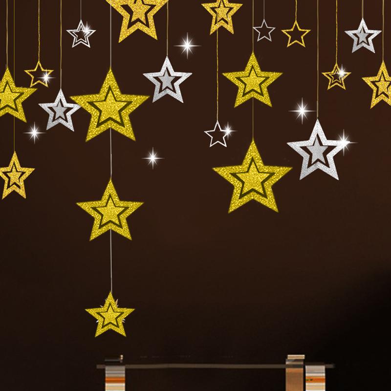 7pcs/lot Twinkle Star Paper Pendant Garland Ornaments Christmas Decorations for Home New Year Natal Noel Decor Navidad 2020