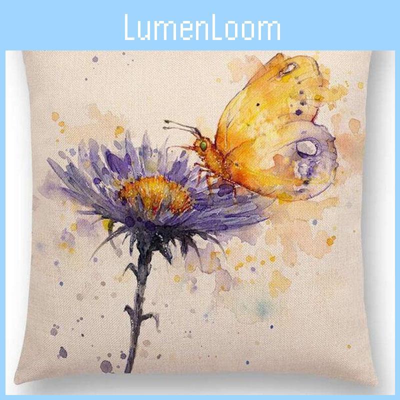 Exquisite Watercolor Lion Flowers Butterfly Lane Bird Wren Cushion Cover Ideal For Stylish Homes