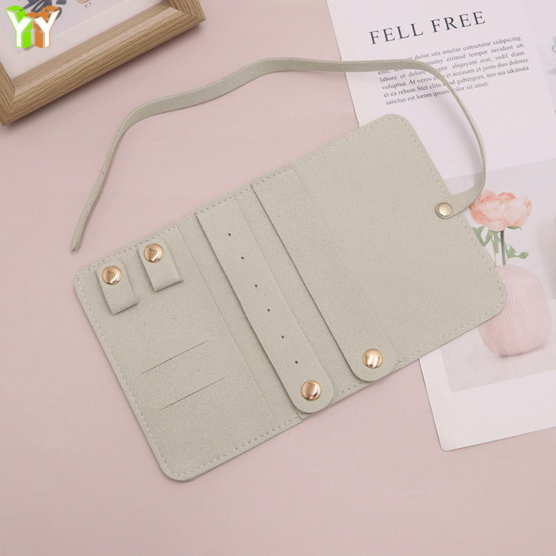 Portable Jewelry Storage Bag PU Leather Necklace Organizer Roll Bags Foldable Earring Ring Gifts Pouch for Women Travel