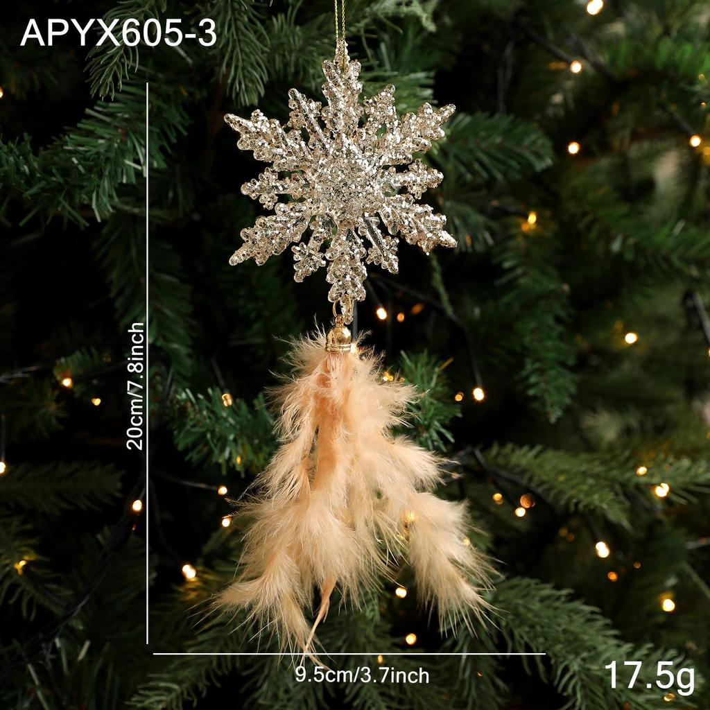 Золотое Перо Снежинка Ангел Подвеска Украшение на Рождественскую Елку