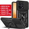 For POCO X6 Pro C65 Case Slide Camera Lens Protect Ring Stand Cover for Xiaomi 13T Redmi 13C Note 13 Pro Plus Case