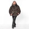 Европейский и американский новый imitation fur, imitation mink velvet, среднее и длинное пальто, с капюшоном, на поясе