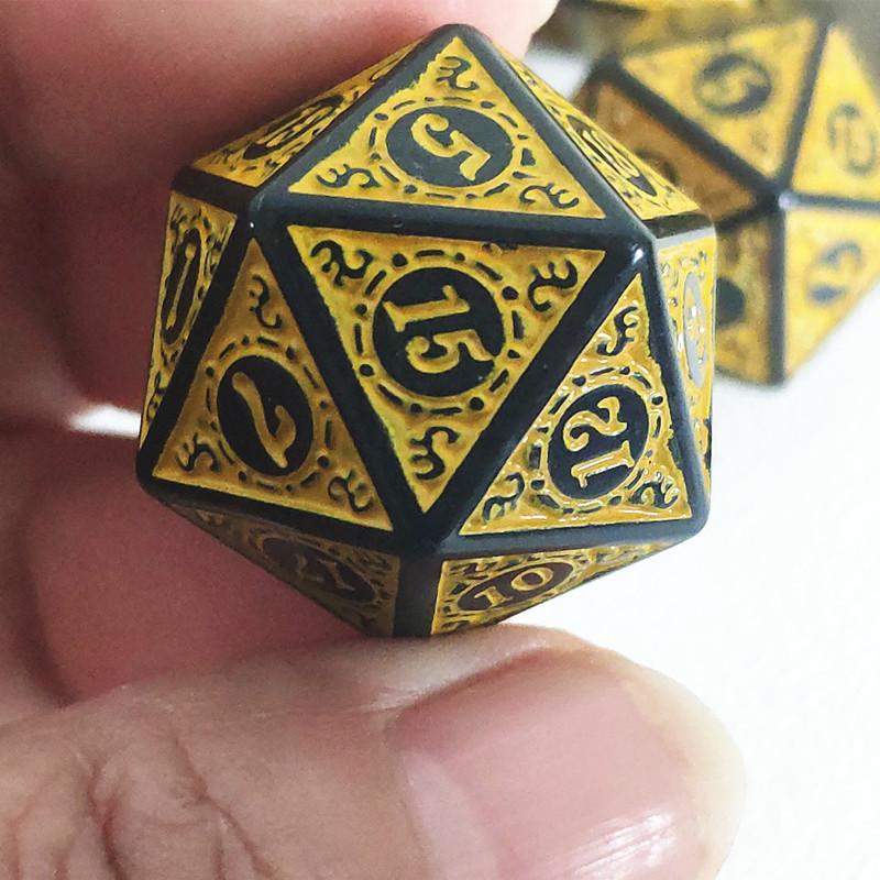 10 шт./набор акриловых игральных костей D20, многогранные, 20-гранные, с резным узором, игральные кости для настольных карточных математических игр D&D, игр для вечеринок