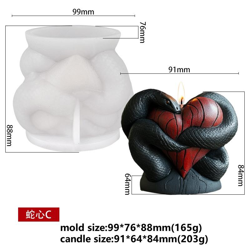 DIY Snake Fruit Aromatherapy Silicone Mold Terror Love Snake Candle Paste Resin Mold for Halloween Party Decoration Gifts