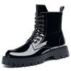 Модные мужские ботинки в британском стиле, черные, роскошные, модные туфли для вечеринок, ночных клубов, лакированные ботинки из ковбойской кожи на платформе, высокие, мотоциклетные ботинки