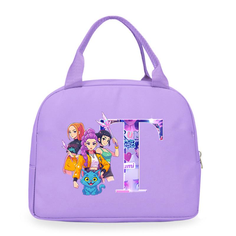 Trend Kpop Anime Cartoon Peripheral 26 Letter Printing Bento Bag Commuter Portable Lunch Box Bag