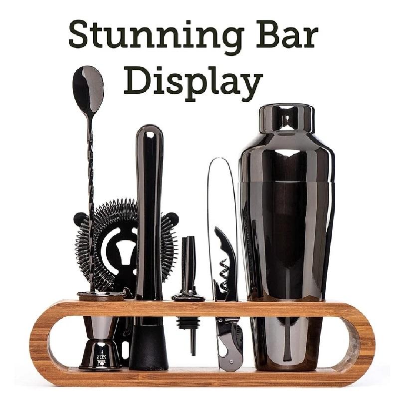 Набор для коктейльного бара Mixology Bartender Kit: Набор из 10 барных инструментов со стильной бамбуковой подставкой
