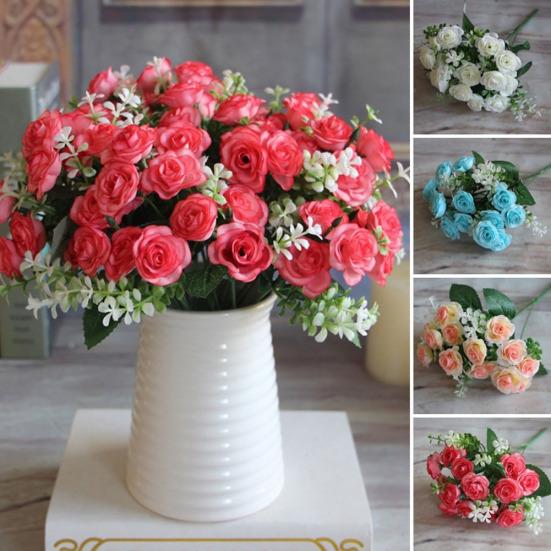 1 Bouquet Simulation Rose No Watering Vivid Ornamental Bright Color Artificial Flowers Home Beautification