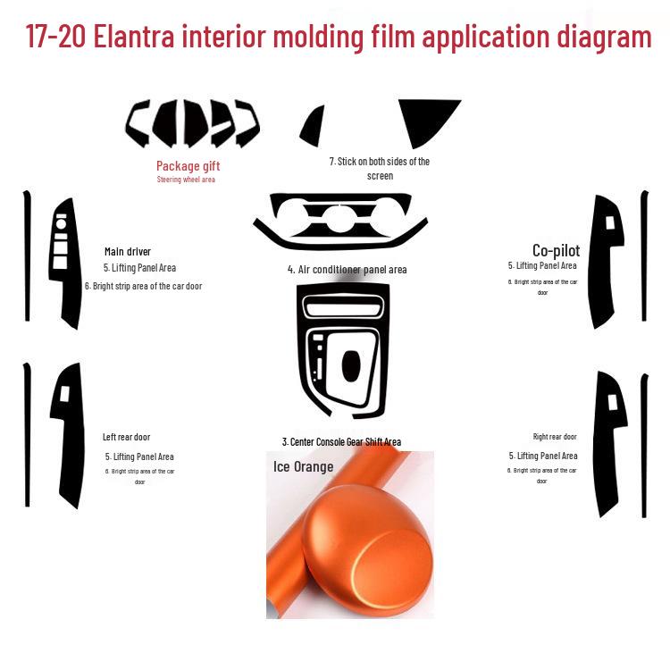 Наклейки на центральную консоль из углеродного волокна для Elantra 2017-2020 для улучшения интерьера