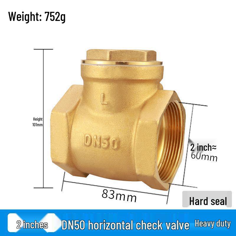 Durable Brass Horizontal Check Valve - Anti-Backflow, Fully Automatic, 6 Points for Tanks and Pipes