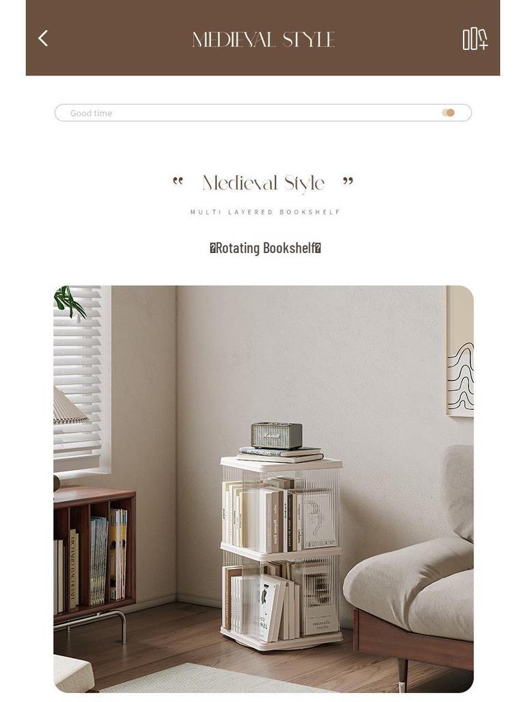 Вращающийся на 360° детский книжный шкаф - Большая вместимость, многоярусное напольное хранилище для гостиной