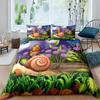 Snails Bedding Set 3pcs for Kids Boys Teens Snails On a Brnch Above The Water Comforter Cover Reptile Microfiber Duvet Cover Set