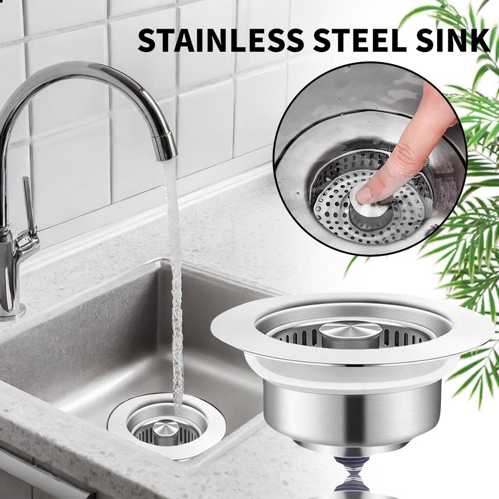 Stainless Steel Kitchen Sink Push-type Sink Drainer Leak Plug Filter Universal Pool Bounce Core