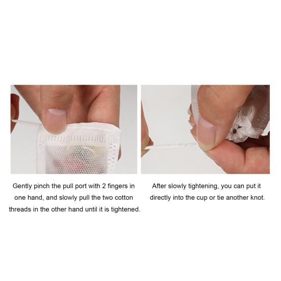 100 шт., одноразовые чайные пакетики с тонкой сеткой и застежкой на шнурке, чайный фильтр-мешок для листового чая и кофе