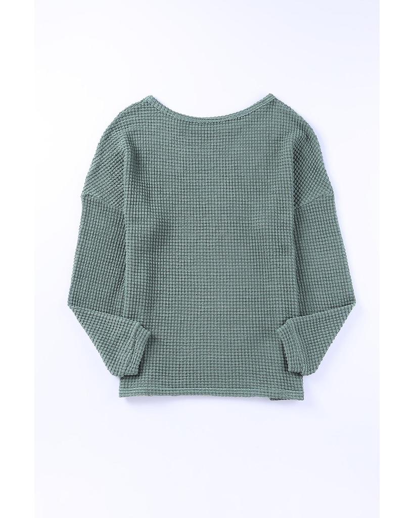 Azura Exchange Топ с заниженными плечами и длинными рукавами из вафельной вязки