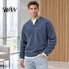 Soft Textured Buttonless Tops Men Corduroy Layered Tops, V Neck Raglan Long Sleeve Pullover Loose Fit Basic Fake Two Pieces for Daily Wear Breathable