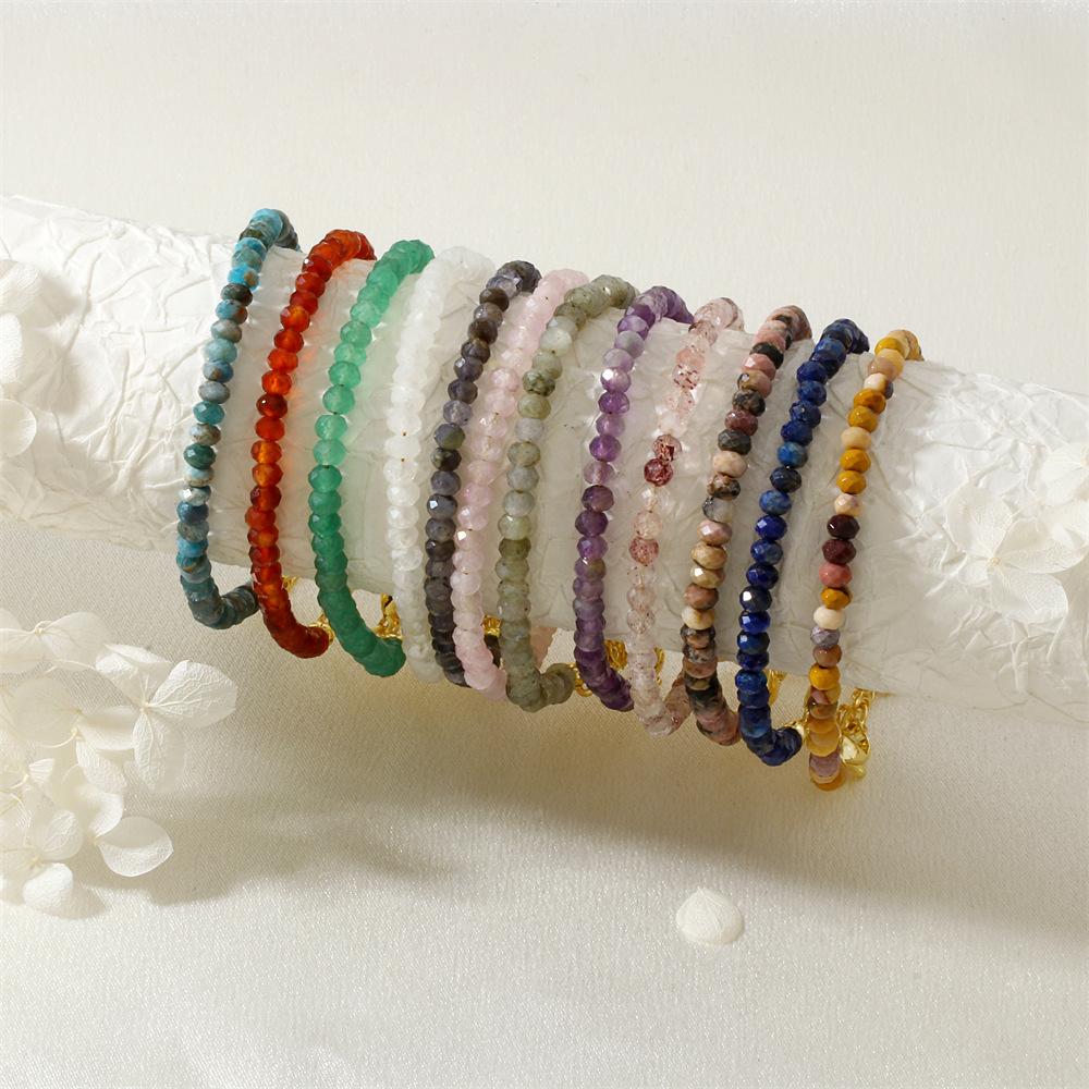 Simple Natural Semi-Precious Stone Fine Flash Bracelet, Amethyst Agate Bracelet, Daily Commuter Bracelet.