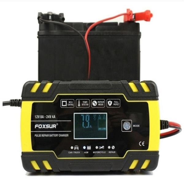 Модернизированное импульсное зарядное устройство 12V8A/24V4A с ЖК-дисплеем. Зарядное устройство для мотоциклетного и автомобильного аккумулятора. AGM GEL WET. Зарядное устройство для свинцово-кислотных аккумуляторов 100–240 В.