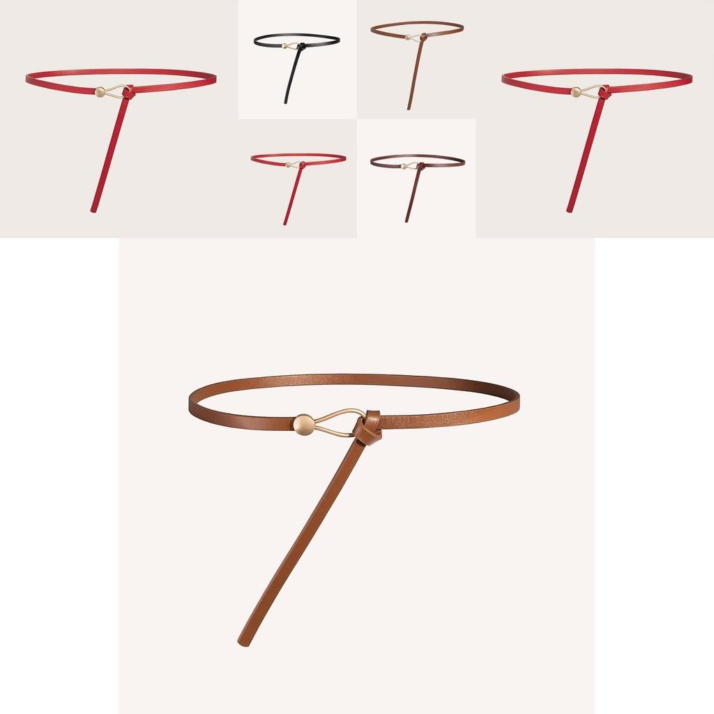 Тонкий пояс из ПУ с металлической пряжкой для повседневного платья и в стиле ретро