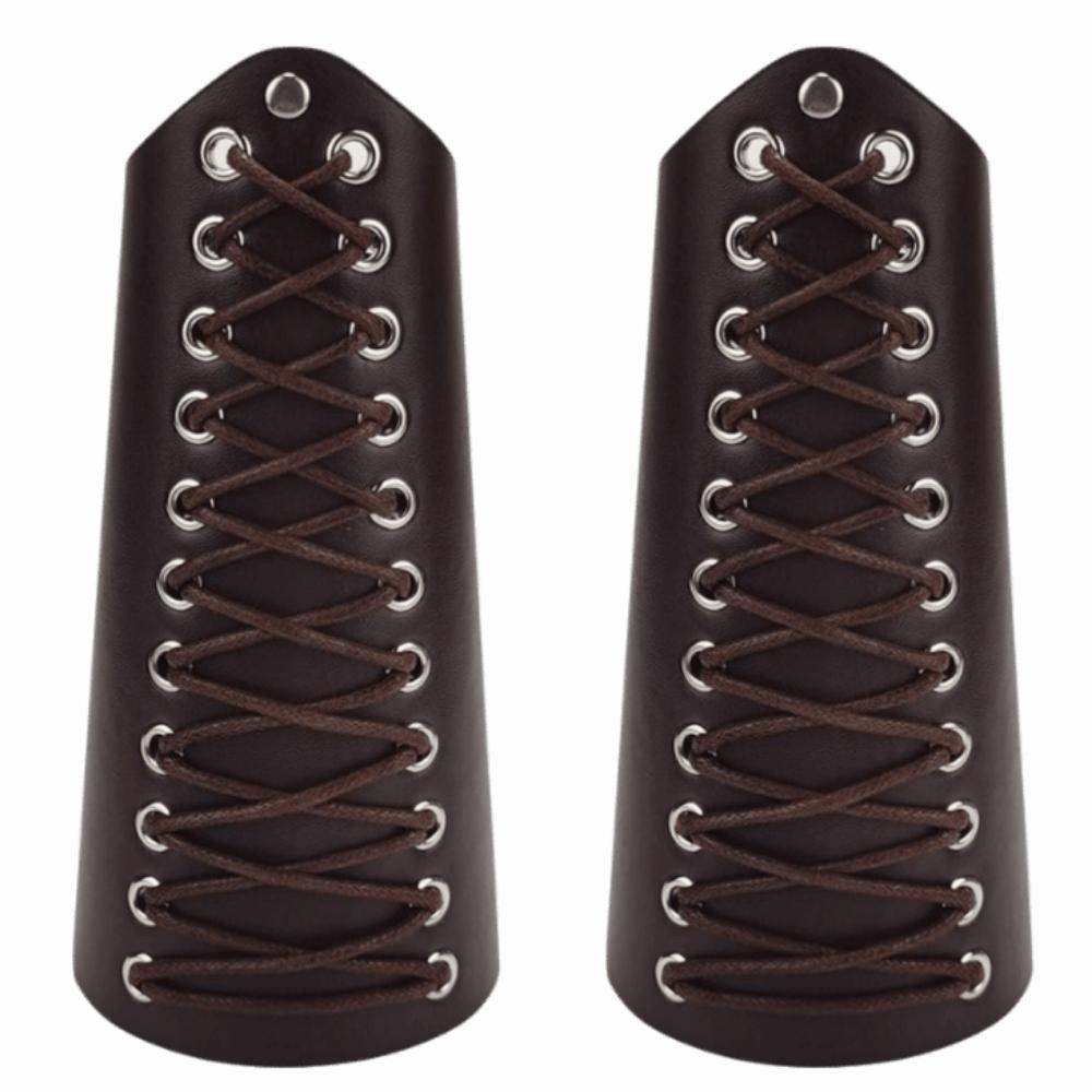 2pcs Unisex Leather Arm Guards PU Archery Armguards Classic Leather Wrist Guards Archery Use