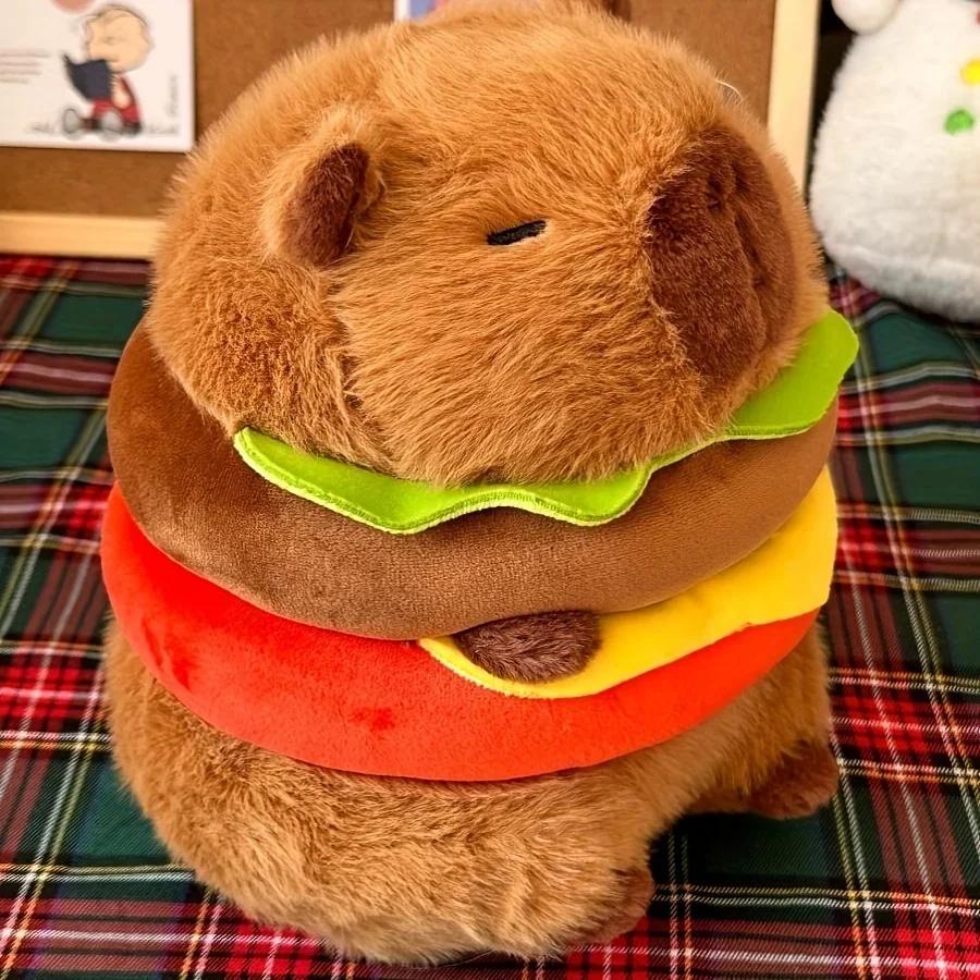 Capybara Plush Toy In The Shape Of A 20cm 7.87inch Hamburger Capibara Plush Toy In The Shape Of A Hamburger Best Holiday Gifts
